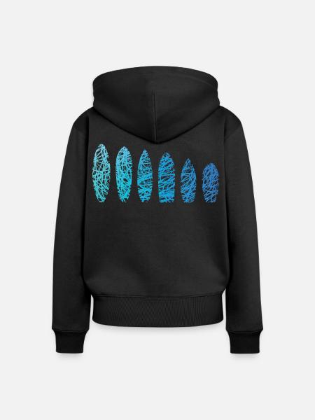 Surfbretter Kritzelei Surfbrett Surfer Surfboard - Frauen Premium Bio Zip Hoodie - Schwarz