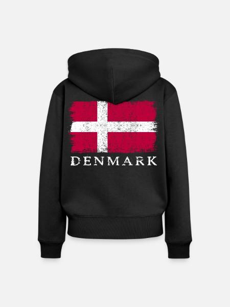 Dänemark Dänische Flagge Dänemarkflagge - Frauen Premium Bio Zip Hoodie - Schwarz