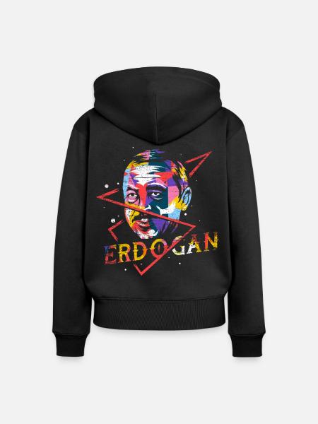 Spöttischer Erdogan Boxhandschuh - Frauen Premium Bio Zip Hoodie - Schwarz