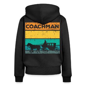 Kutscher Kutsche Pferd - Frauen Premium Bio Zip Hoodie - Schwarz - Hinten - Julia (174cm)