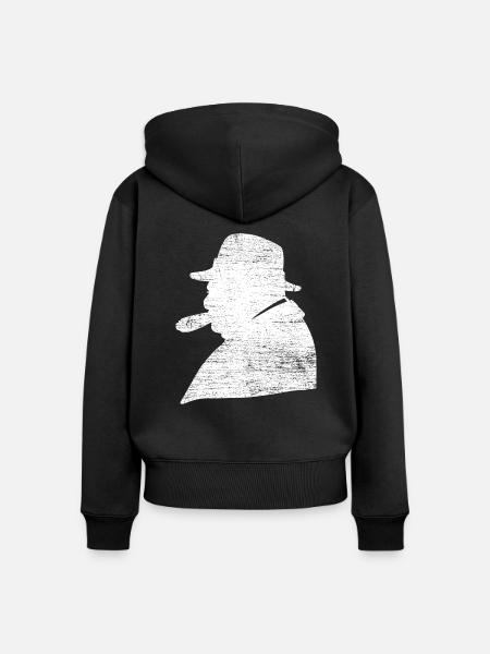 Standhafter Churchill Staatsmann - Frauen Premium Bio Zip Hoodie - Schwarz