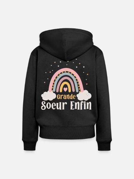 Ätere Schwester Große Schwester - Frauen Premium Bio Zip Hoodie - Schwarz