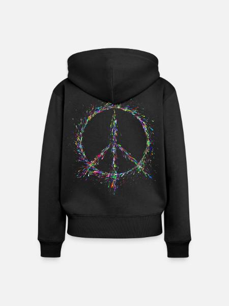 Frieden in den Farbtropfen - Frauen Premium Bio Zip Hoodie - Schwarz