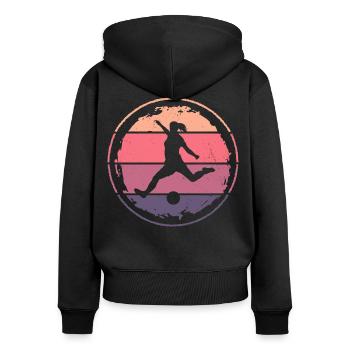Fußballer Mädchen Fußball Spieler Fußballspieler - Frauen Premium Bio Zip Hoodie - Schwarz - Hinten - Julia (174cm)