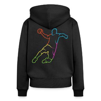 Handball bunt Handballspieler Jungen Handballer - Frauen Premium Bio Zip Hoodie - Schwarz - Hinten - Julia (174cm)