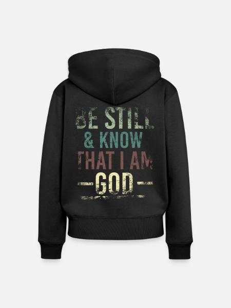 I Am God - Frauen Premium Bio Zip Hoodie - Schwarz