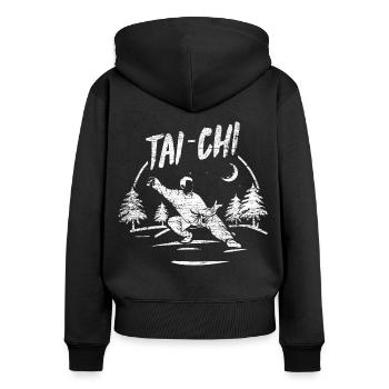 Achtsamer Tai Chi Praktizierender - Frauen Premium Bio Zip Hoodie - Schwarz - Hinten - Julia (174cm)