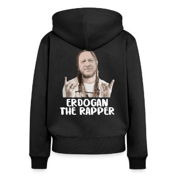 Spöttischer Erdogan Rapdiktator - Frauen Premium Bio Zip Hoodie - Schwarz - Hinten - Julia (174cm)