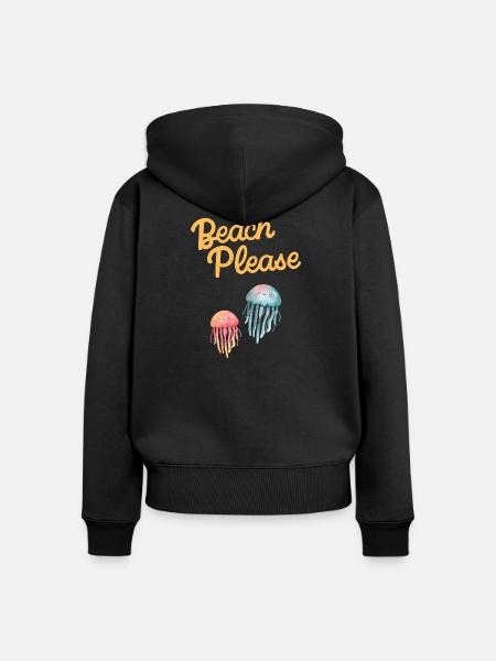 beach please Quallen - Frauen Premium Bio Zip Hoodie - Schwarz