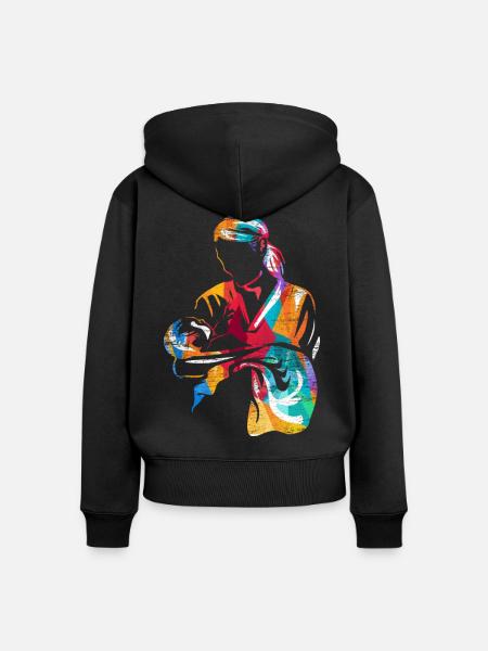 Herzliche Hebamme Geburtsklinik - Frauen Premium Bio Zip Hoodie - Schwarz