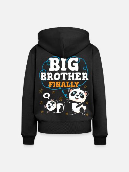Endlich Großer Bruder Big Bro - Frauen Premium Bio Zip Hoodie - Schwarz