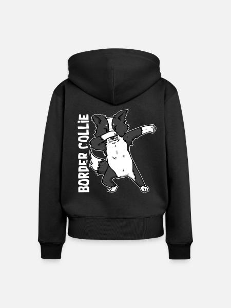 Pfiffiger Border Collie Schafhüter - Frauen Premium Bio Zip Hoodie - Schwarz