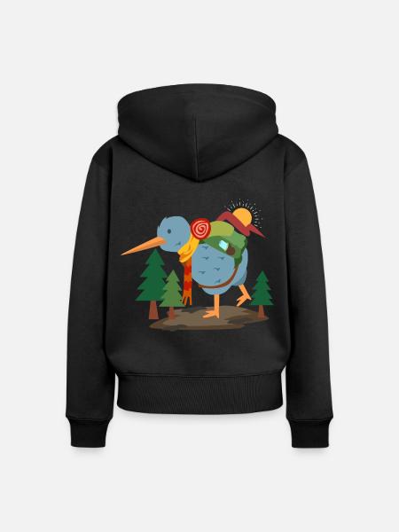 Reiselustiger Kiwivogel Backpacker - Frauen Premium Bio Zip Hoodie - Schwarz