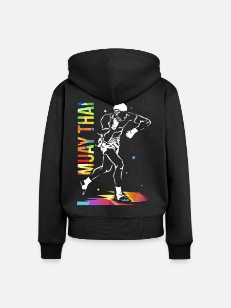Explosiver Muay Thai Kampfkünstler - Frauen Premium Bio Zip Hoodie - Schwarz