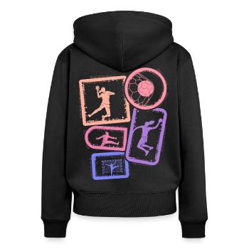 Handballerin Handballspielerin Handball Mädchen - Frauen Premium Bio Zip Hoodie - Schwarz - Hinten - Julia (174cm)