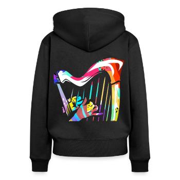 Zauberhafte Harfe Orchesterklang - Frauen Premium Bio Zip Hoodie - Schwarz - Hinten - Julia (174cm)