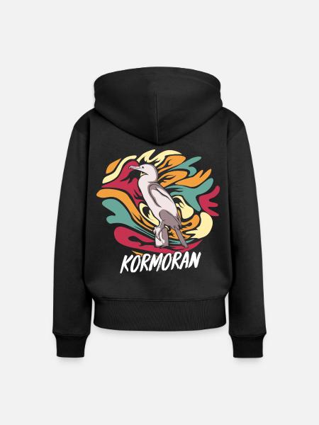 Geschickter Kormoran Fischtaucher - Frauen Premium Bio Zip Hoodie - Schwarz