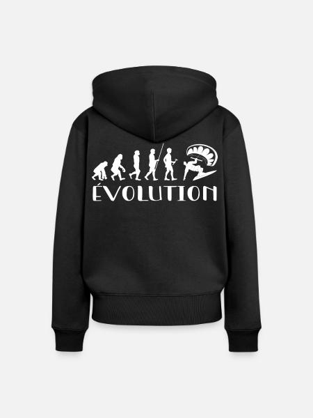 Evolution Vom Affen zum Surfer - Frauen Premium Bio Zip Hoodie - Schwarz