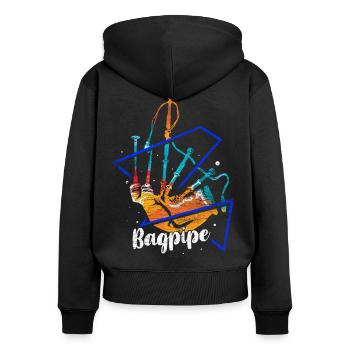 Urwüchsiger Dudelsack Volksmusik - Frauen Premium Bio Zip Hoodie - Schwarz - Hinten - Julia (174cm)