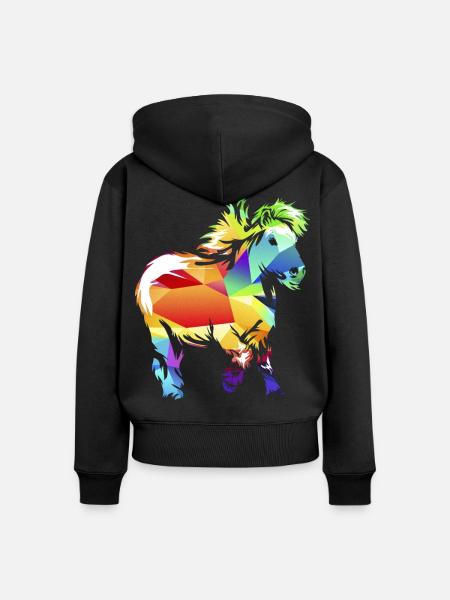Zotteliges Shetlandpony Pferdemädchen - Frauen Premium Bio Zip Hoodie - Schwarz