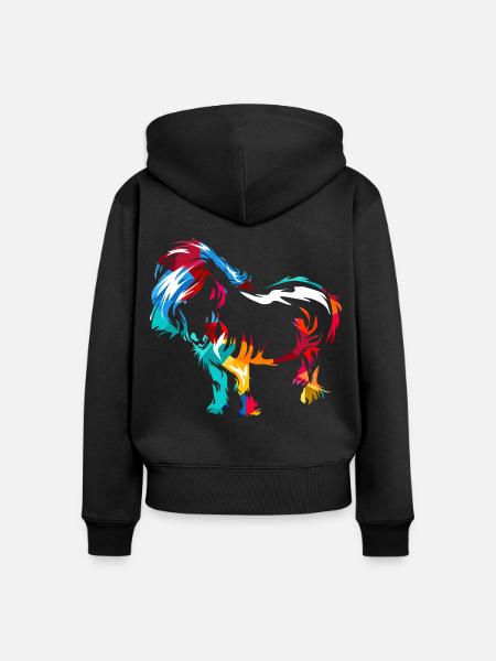 Robustes Shetlandpony Reitstallfreund - Frauen Premium Bio Zip Hoodie - Schwarz