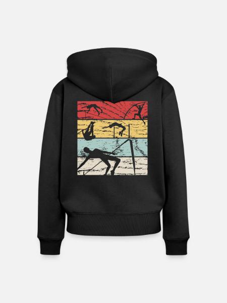 Hochsprung Retro - Frauen Premium Bio Zip Hoodie - Schwarz