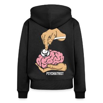 Schlauer Psychiater Gehirnexperte - Frauen Premium Bio Zip Hoodie - Schwarz - Hinten - Julia (174cm)