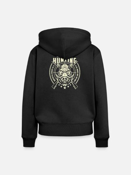 PROBLEM SOLVING IS HUNTING 2 - Frauen Premium Bio Zip Hoodie - Schwarz