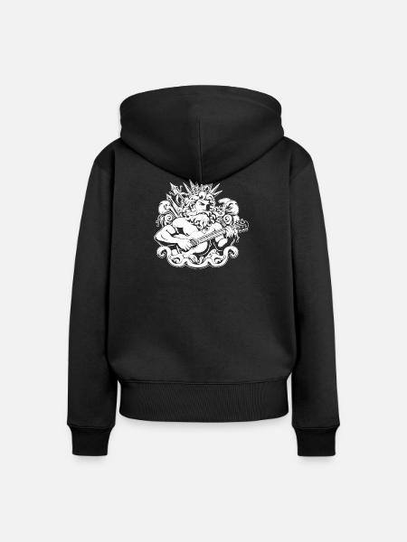 Neptun mit Gitarre - Frauen Premium Bio Zip Hoodie - Schwarz