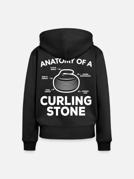Curling Stein - Frauen Premium Bio Zip Hoodie - Schwarz