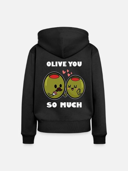 Leidenschaftlicher Oliven Genießer - Frauen Premium Bio Zip Hoodie - Schwarz