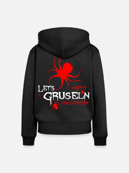 Halloween Spinne Gruselzeit - Frauen Premium Bio Zip Hoodie - Schwarz