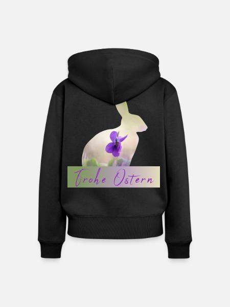 Frohe Ostern Hase - Frauen Premium Bio Zip Hoodie - Schwarz