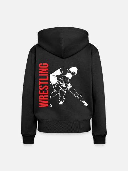 Bärenstarker Ringer Mattenkampf - Frauen Premium Bio Zip Hoodie - Schwarz