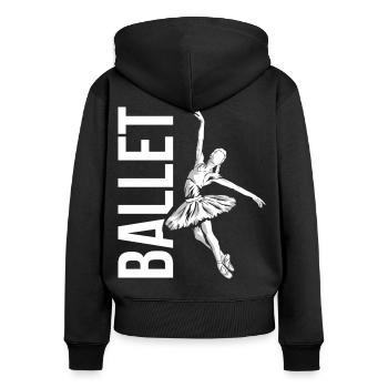 Schwungvoller Ballett Bühnenauftritt - Frauen Premium Bio Zip Hoodie - Schwarz - Hinten - Julia (174cm)