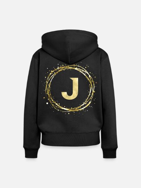 J - Frauen Premium Bio Zip Hoodie - Schwarz