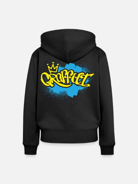 Grafitti Kind Sprayer - Frauen Premium Bio Zip Hoodie - Schwarz
