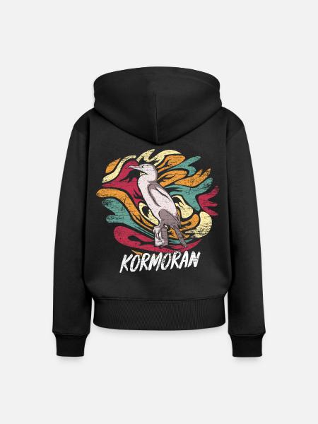 Geschickter Kormoran Fischjäger - Frauen Premium Bio Zip Hoodie - Schwarz