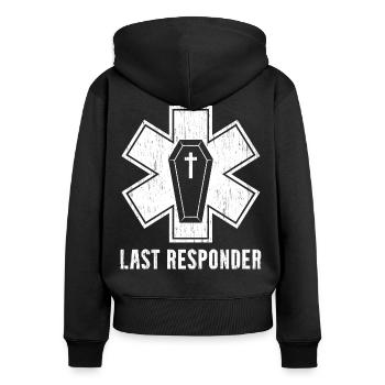 Letze Antwort Leichen Bestatter - Frauen Premium Bio Zip Hoodie - Schwarz - Hinten - Julia (174cm)