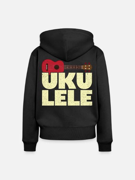 Ukulele Musik Musikinstrument - Frauen Premium Bio Zip Hoodie - Schwarz