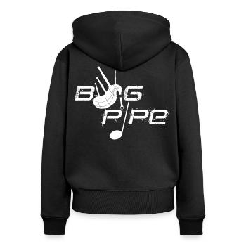 Dudelsack - Frauen Premium Bio Zip Hoodie - Schwarz - Hinten - Julia (174cm)