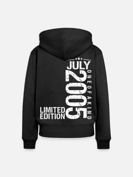 Juli 2005 Juli Jubiläum Juli 2005 - Frauen Premium Bio Zip Hoodie - Schwarz