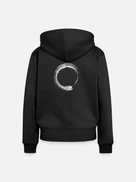 Kreis Design Bürste Symbol weiß - Frauen Premium Bio Zip Hoodie - Schwarz
