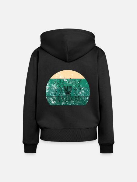 Disc Golf Korb Retro - Frauen Premium Bio Zip Hoodie - Schwarz