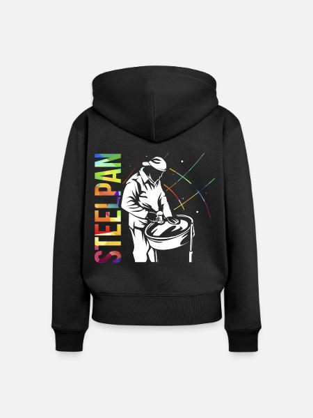 Rhythmischer Steelpan Virtuose - Frauen Premium Bio Zip Hoodie - Schwarz