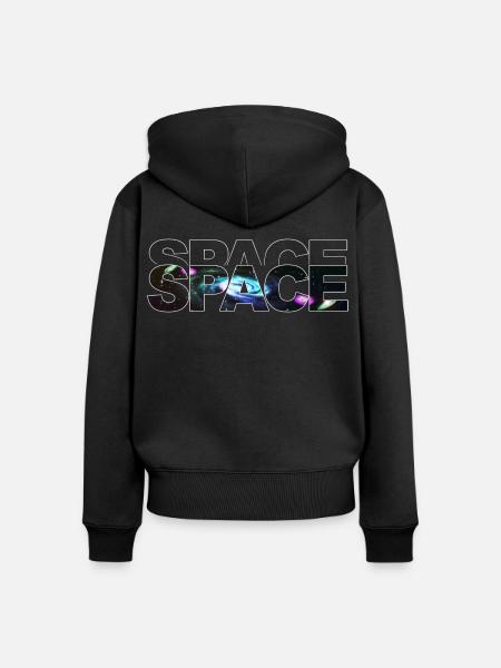 Space Schriftzug Galaxie-Texture - Frauen Premium Bio Zip Hoodie - Schwarz