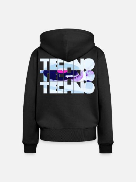 Techno Neon Grid Design - Frauen Premium Bio Zip Hoodie - Schwarz