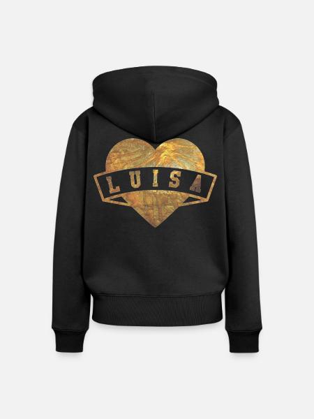 Luisa Herzen Gold - Frauen Premium Bio Zip Hoodie - Schwarz