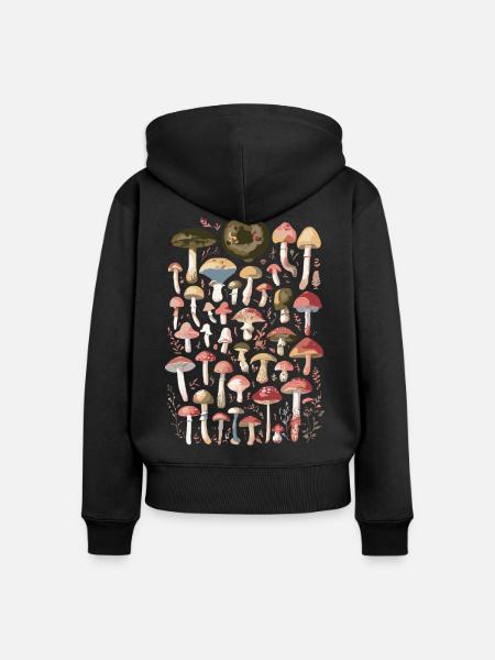 Pilze Waldpilze Pilzsammler - Frauen Premium Bio Zip Hoodie - Schwarz