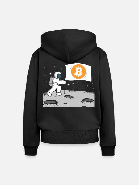 Astronaut Bitcoin Mond BTC - Frauen Premium Bio Zip Hoodie - Schwarz